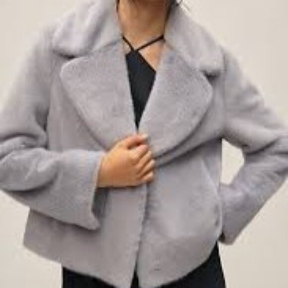 NWT Bernardo for Anthropologie Blue Faux Fur Jacket Size Small - Picture 1 of 13